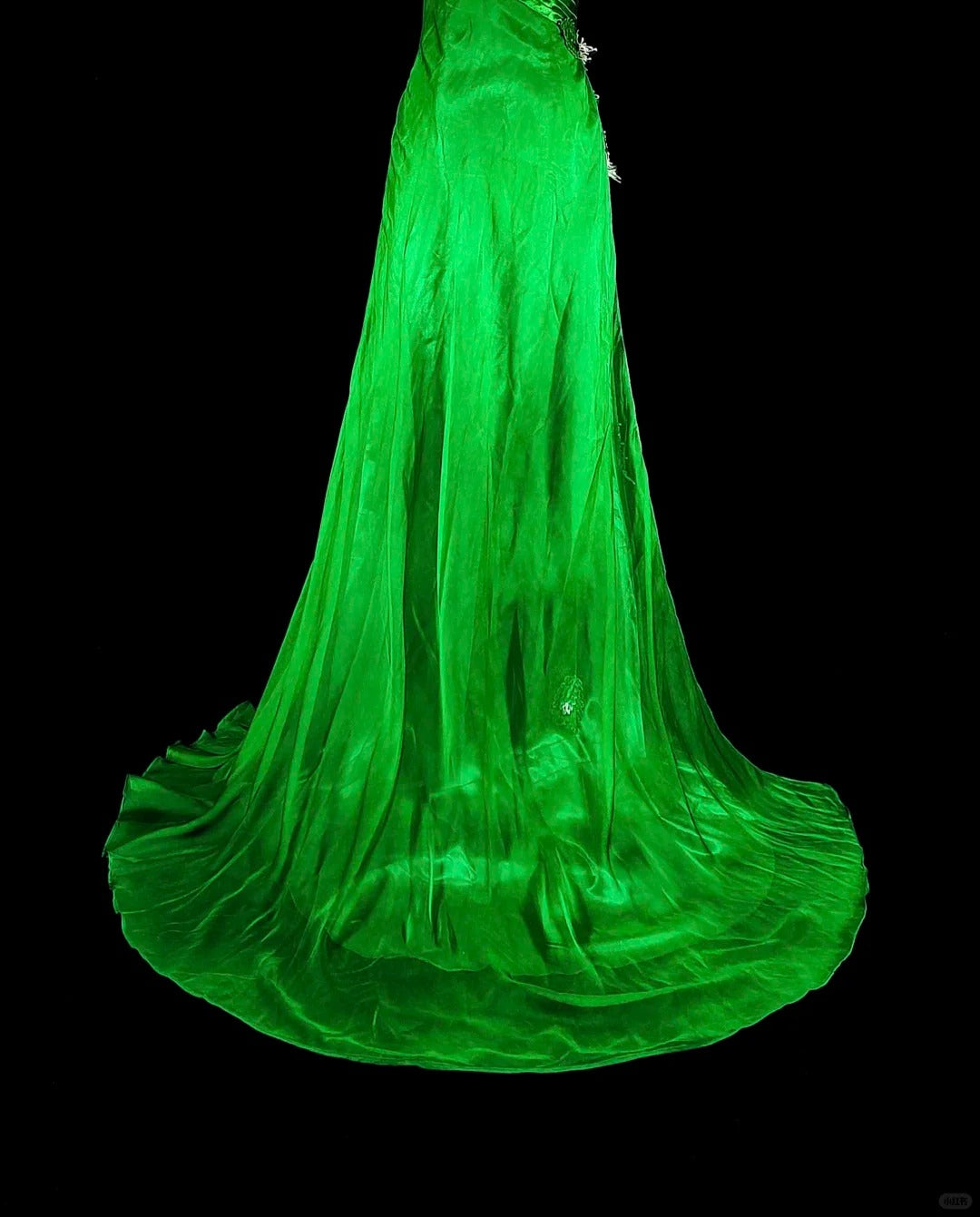 Vintage A Line Straps Green 70s With Pleated Beads Long Prom Gown Party Wear Dresses N1840