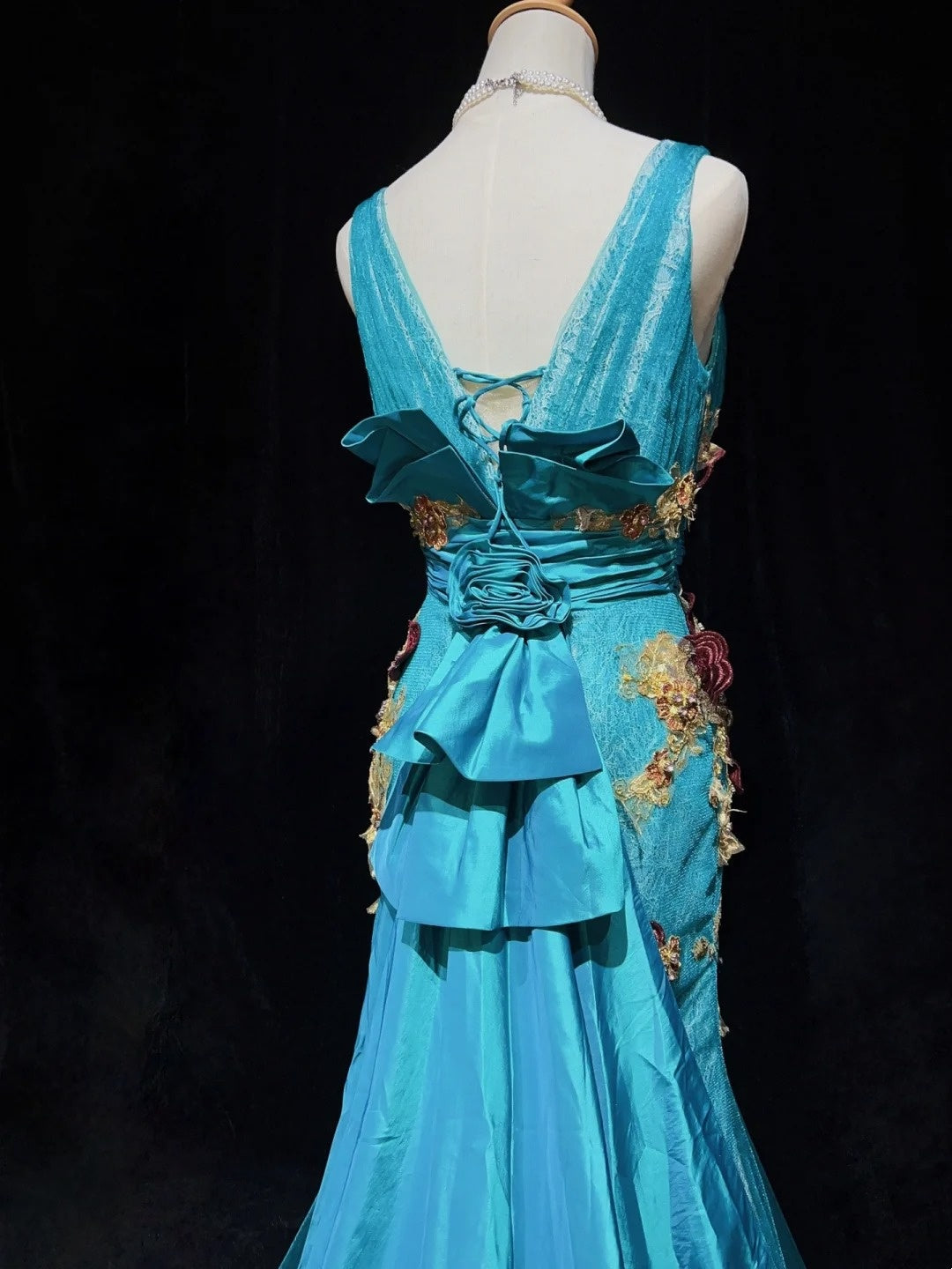 Vintage Prom Dresses Inspo Mermaid Sweetheart Blue Tulle Lace 80s With Appliqued Formal Gowns N3365