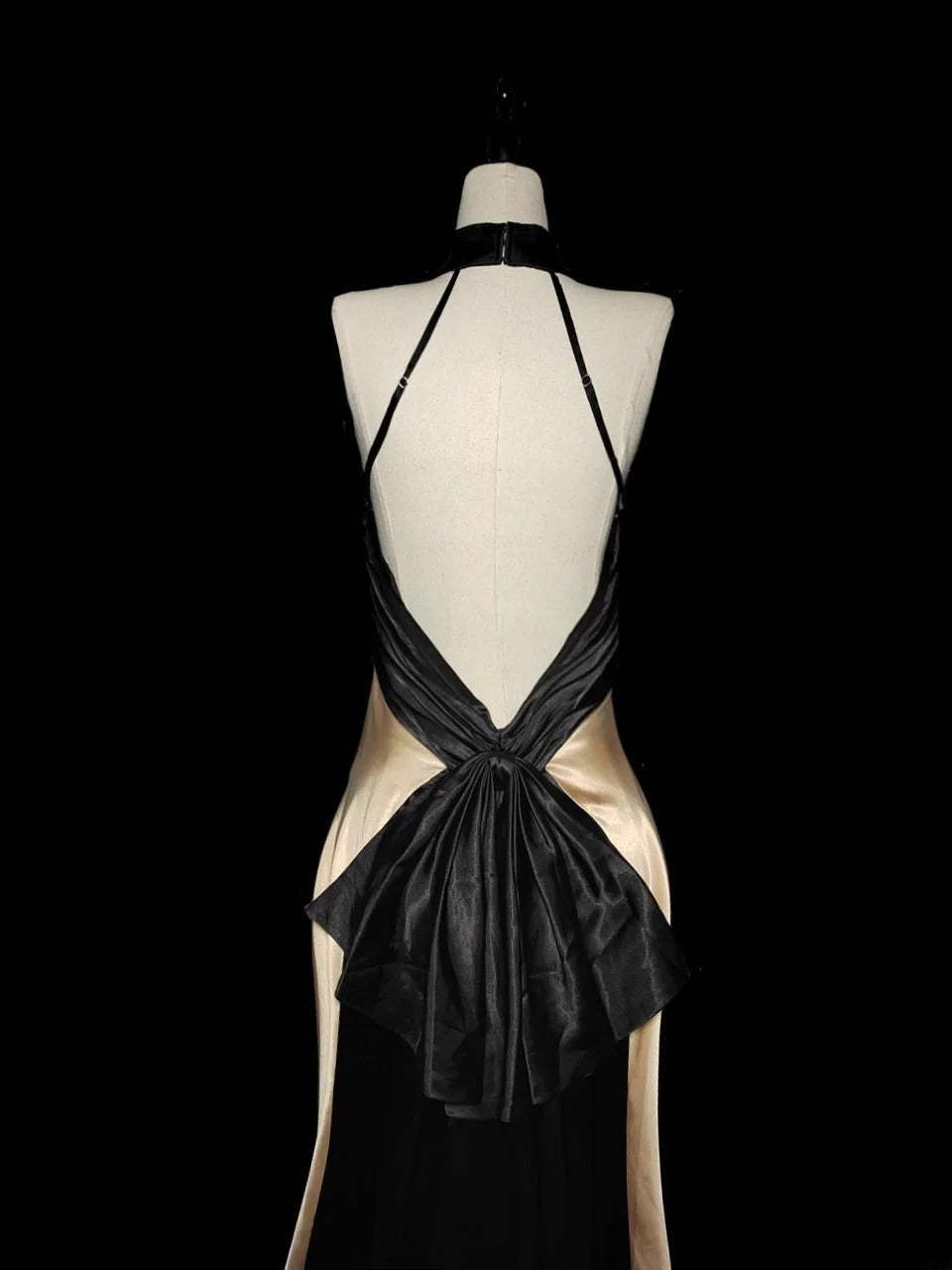 Vintage 1950s Mermaid Halter Champagne Satin With Backless Long Prom Dresses High School Senior Graduation Dance Evening Outfits AS041