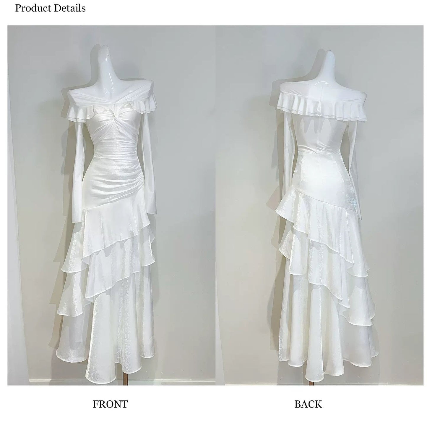 Modest French Style Mermaid Off The Shoulder White Fashion Women Long Formal Outfits Prom Dresses N2090