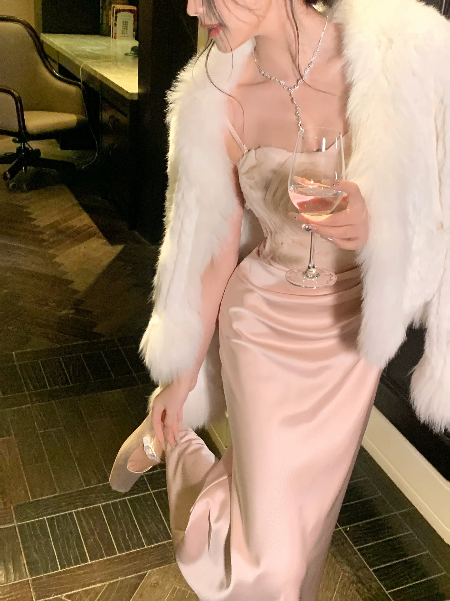 Sexy Mermaid Spaghetti Straps Pink Satin Prom Dresses Wedding Guest Dress 20th Birthday Outfits AB2464