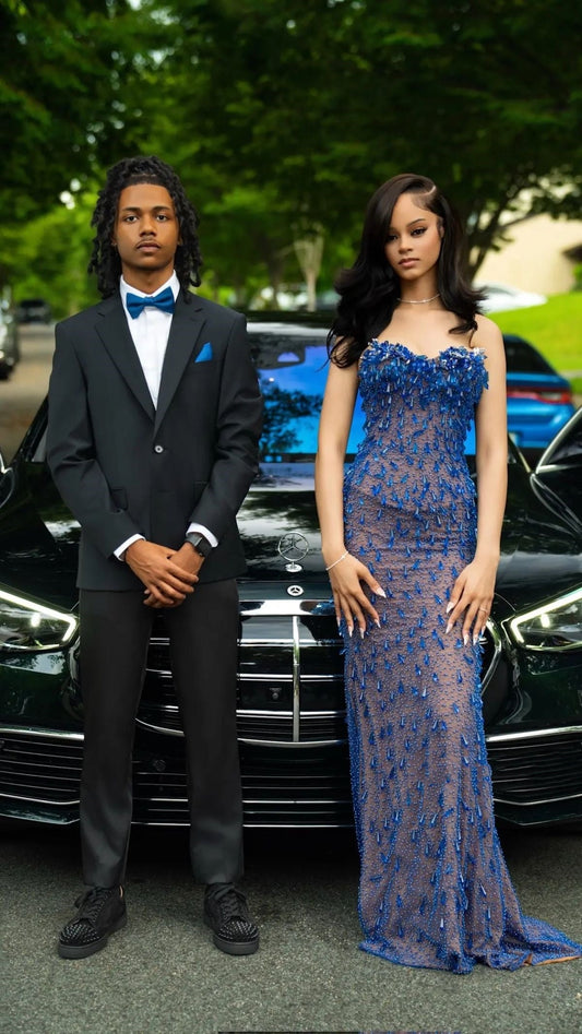 Modest Senior Prom Dresses High Schools Inspiration Mermaid Sweetheart Royal Blue For Black Girls Semi Formal Grad Long Prom Dress For Teens AB1988
