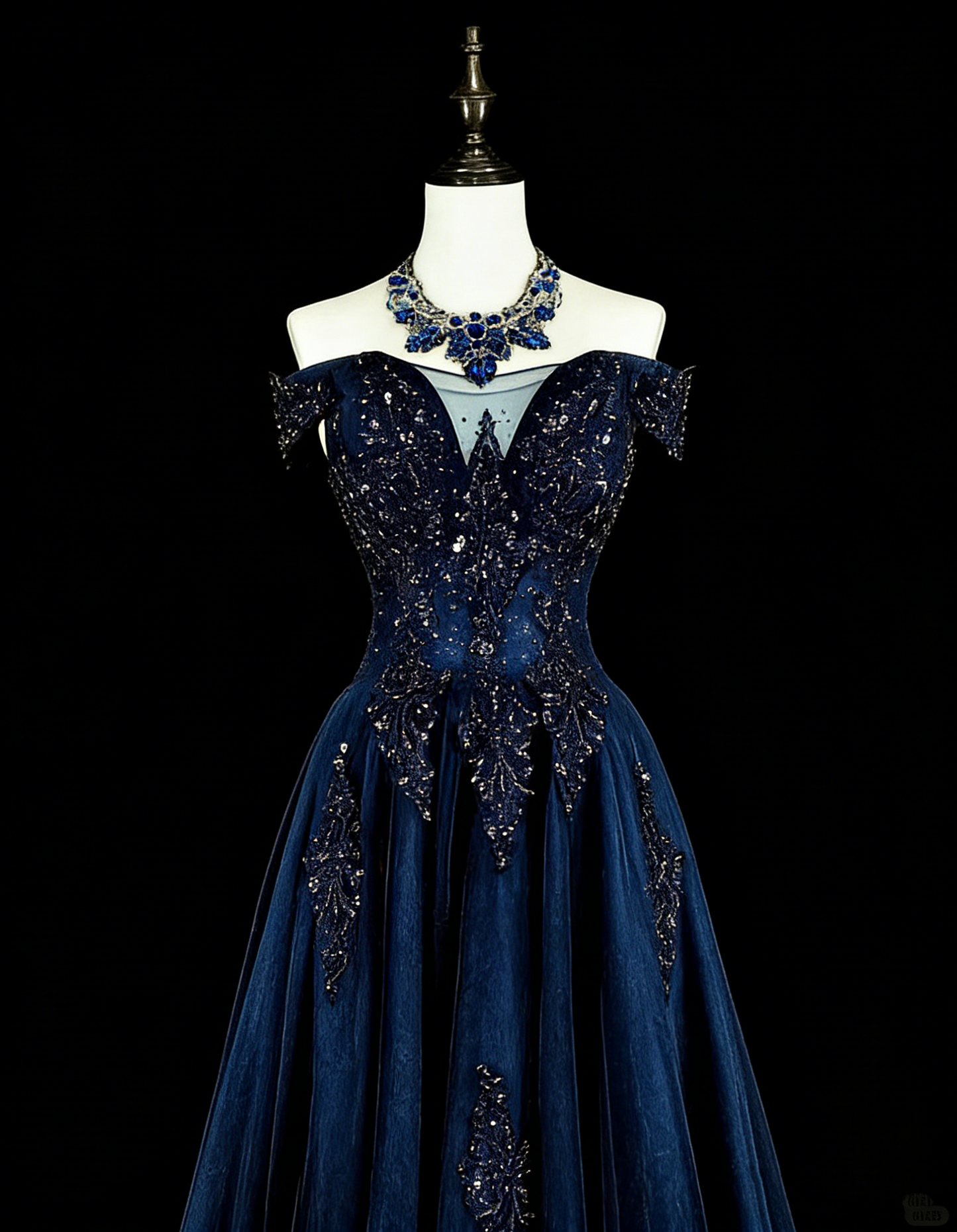 Vintage A line Off The Shoulder Navy Blue Tulle 90s Evening Gowns Formal Birthday Dress Long Prom Dresses N1752