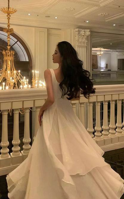 Vintage & Classic Ivory Chiffon Evening Prom Dress N2164
