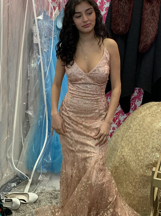 Modest Mermaid Prom Dresses For Women Spaghetti Straps Pink Sequin Party Gown Birthday Gowns N1525