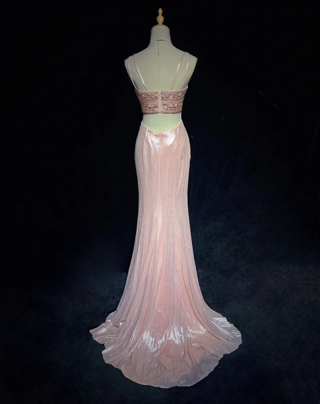 Vintage Prom Dresses Mermaid Spaghetti Strap Pink Satin 80s Long Formal Evening Outfits N3879