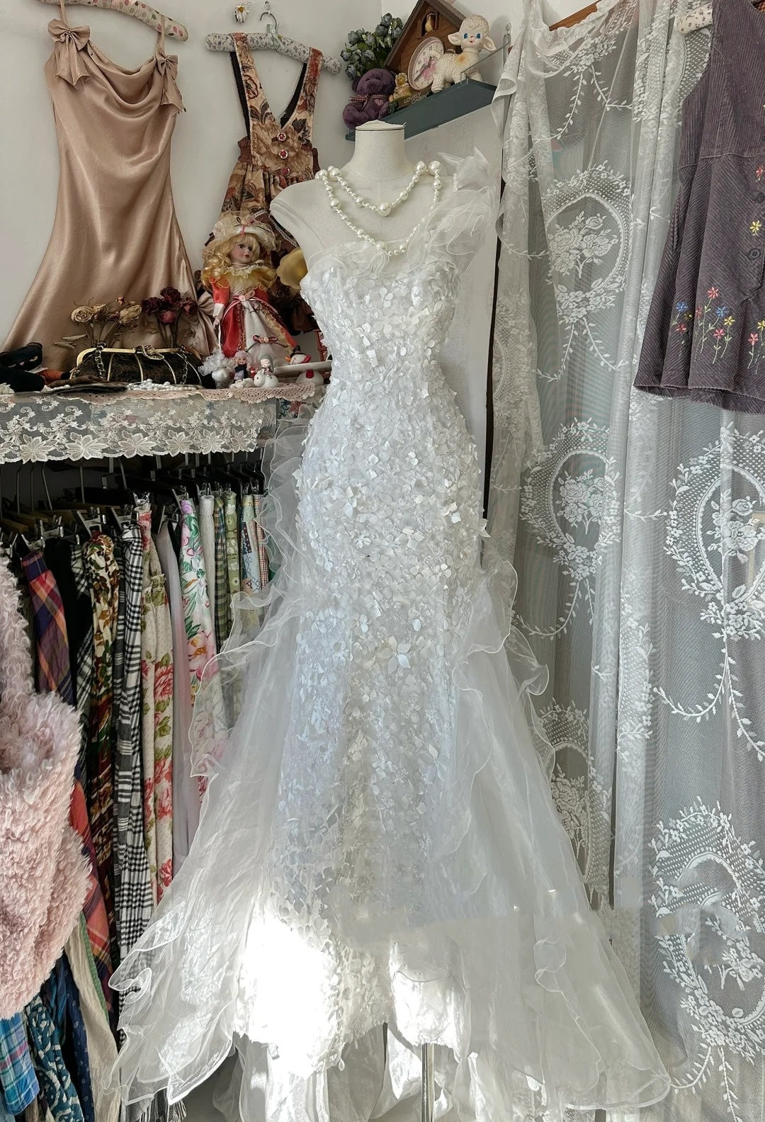 Classy Prom Dresses Mermaid One Shoulder White With Ruffled Tulle Long Formal Evening Outfits N3734