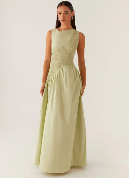 Altitude Shirred Maxi Dress - Pastel Green
