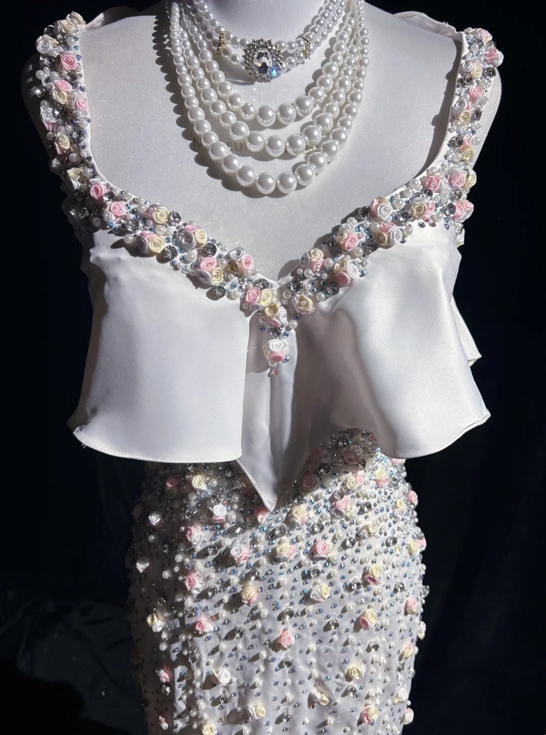 Beautiful Prom Dresses Mermaid Sweetheart White Chiffon With Flowers Long Evening Outfits N3386