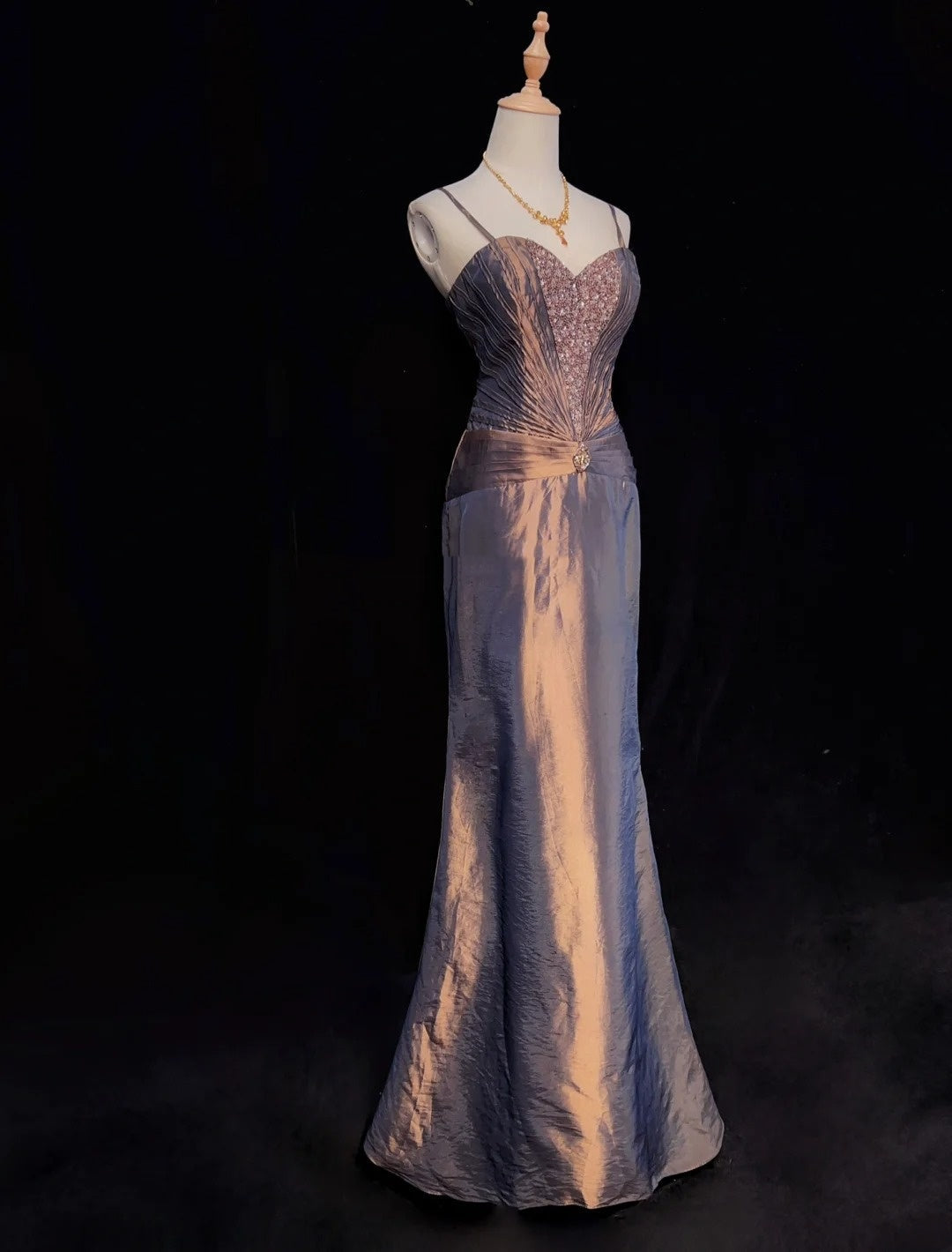 Vintage Prom Dresses Inspo Mermaid Spaghetti Strap Brown Long 80s With Beaded Formal Gowns N3391