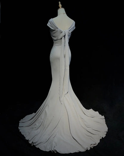 Vintage Prom Dresses Inspo Mermaid Halter Grey Long 1990s With Folded Formal Gowns N3325
