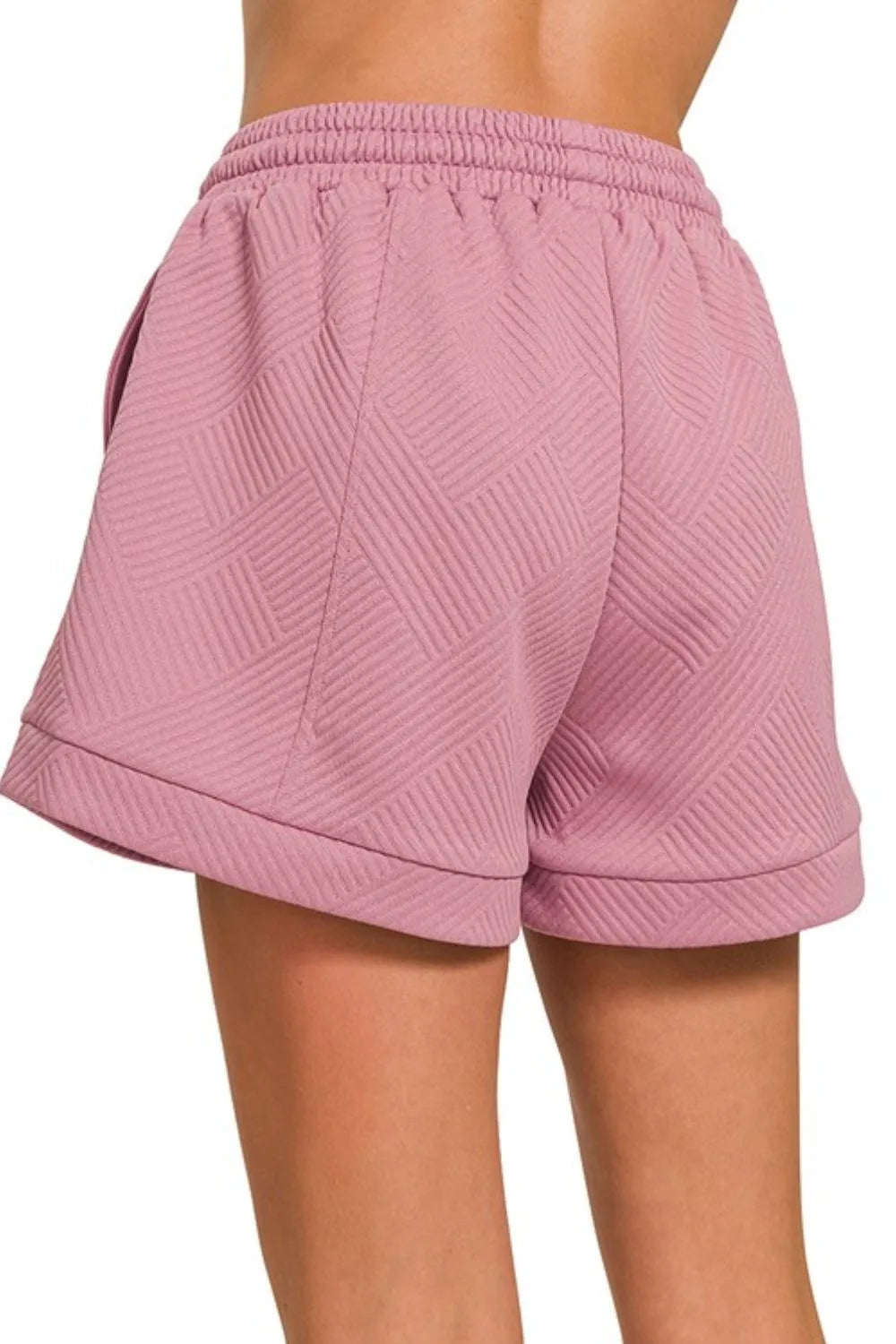 Textured Knit Jacquard Drawstring Shorts