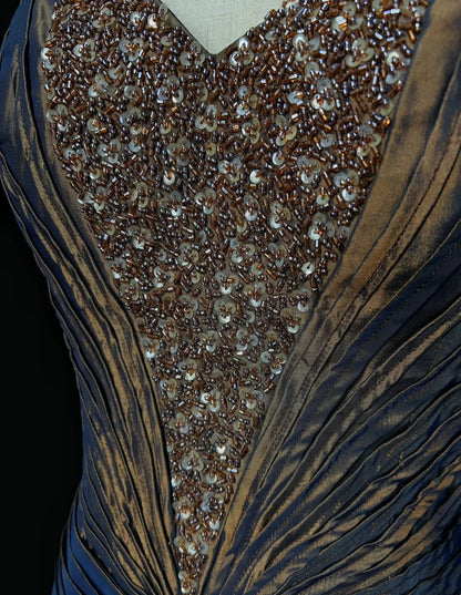 Vintage Prom Dresses Inspo Mermaid Spaghetti Strap Brown Long 80s With Beaded Formal Gowns N3391