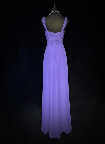 Vintage Prom Dresses A line V Neckline Purple Chiffon 80s Long Formal Evening Outfits N3887