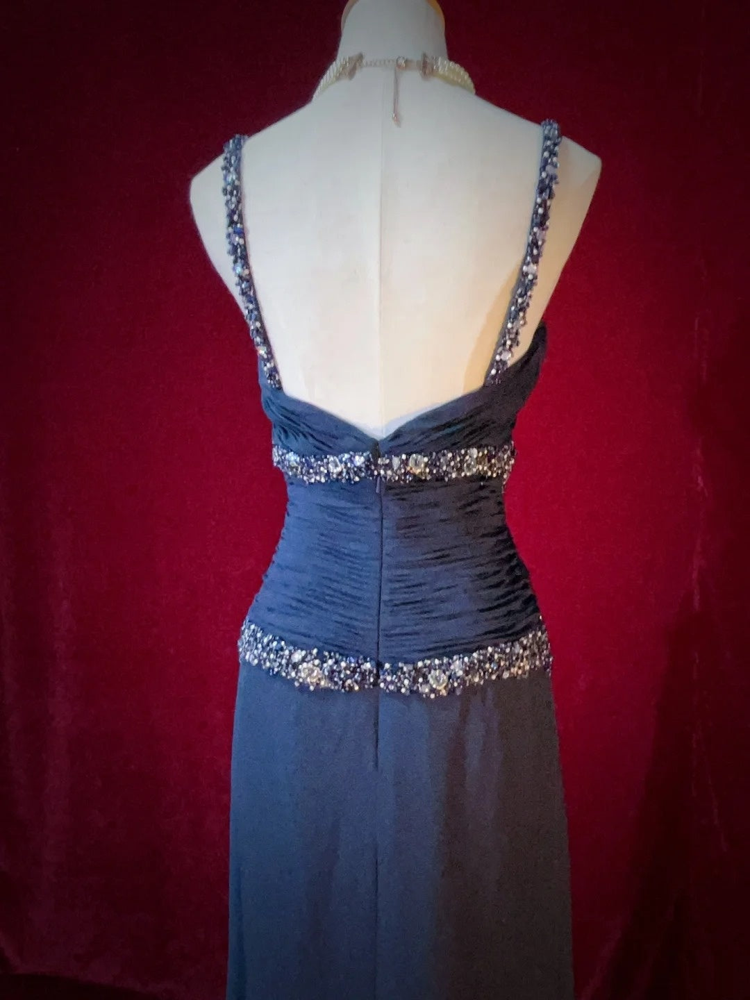 Modest Prom Dresses Inspo A Line Spaghetti Strap Navy Blue With Beading For Women Formal Dress N3262