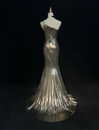Beautiful Prom Dresses Mermaid One Shoulder Satin With Ruffled Bodice Long Evening Outfits N3370