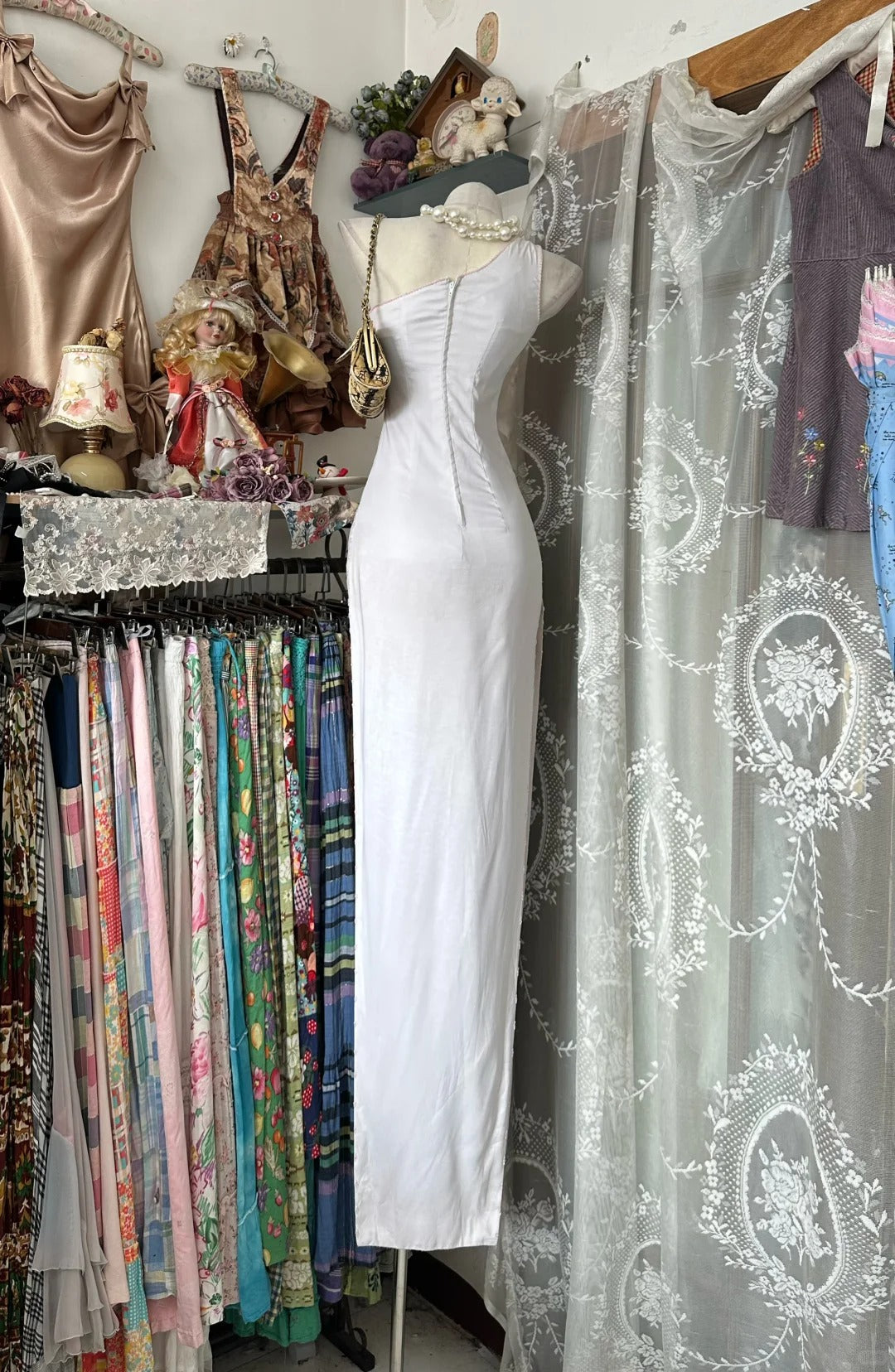 Vintage Mermaid One Shoulder White Chiffon Sleeveless Formal For Women Girls Teens Prom Dresses N2251