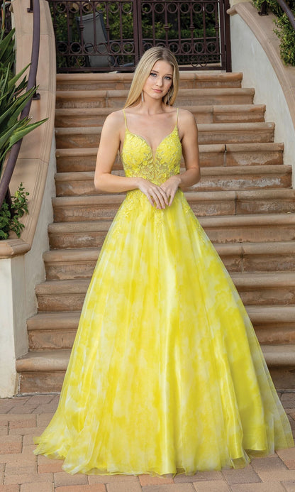 Sheer-Bodice Tie-Dye Long Prom Ball Gown 4320