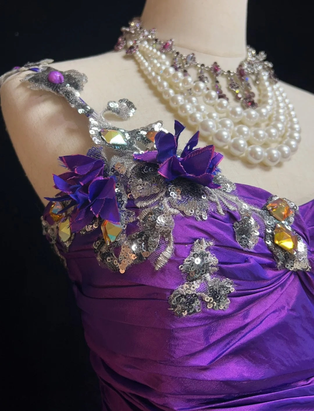 Vintage Prom Dresses Mermaid One Shoulder Grape Taffeta With Appliqued 90s Long Formal Gown N2895
