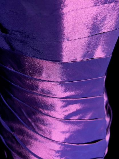 Vintage Prom Dresses 90s Mermaid Strapless Purple Satin With Tiered Layers Long Semi Formal Evening Outfits N3661