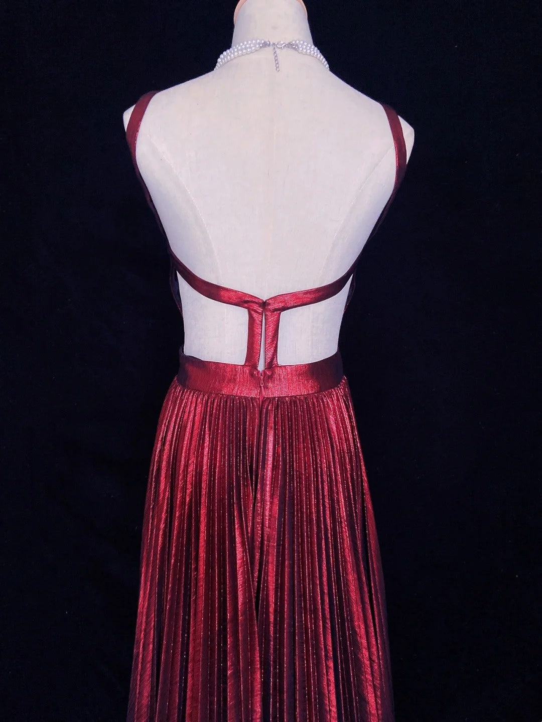 Vintage Prom Dresses 80s A line Spaghetti Strap Burgundy Backless Long Semi Formal Evening Outfits N3647