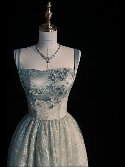 Beautiful A line Sage Green Long Tulle Prom Dress AB1836