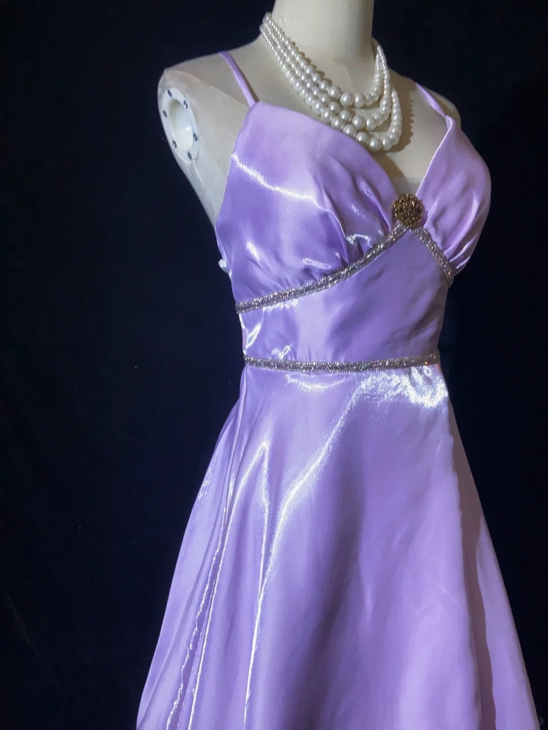 Vintage Prom Dresses 90s A Line Spaghetti Strap Lilac Long Semi Formal Evening Outfits N3658