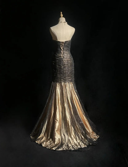 Charming Prom Dresses Mermaid Sweetheart Tulle Black Tie Dress With Beaded Long Formal Evening Outfits N3701