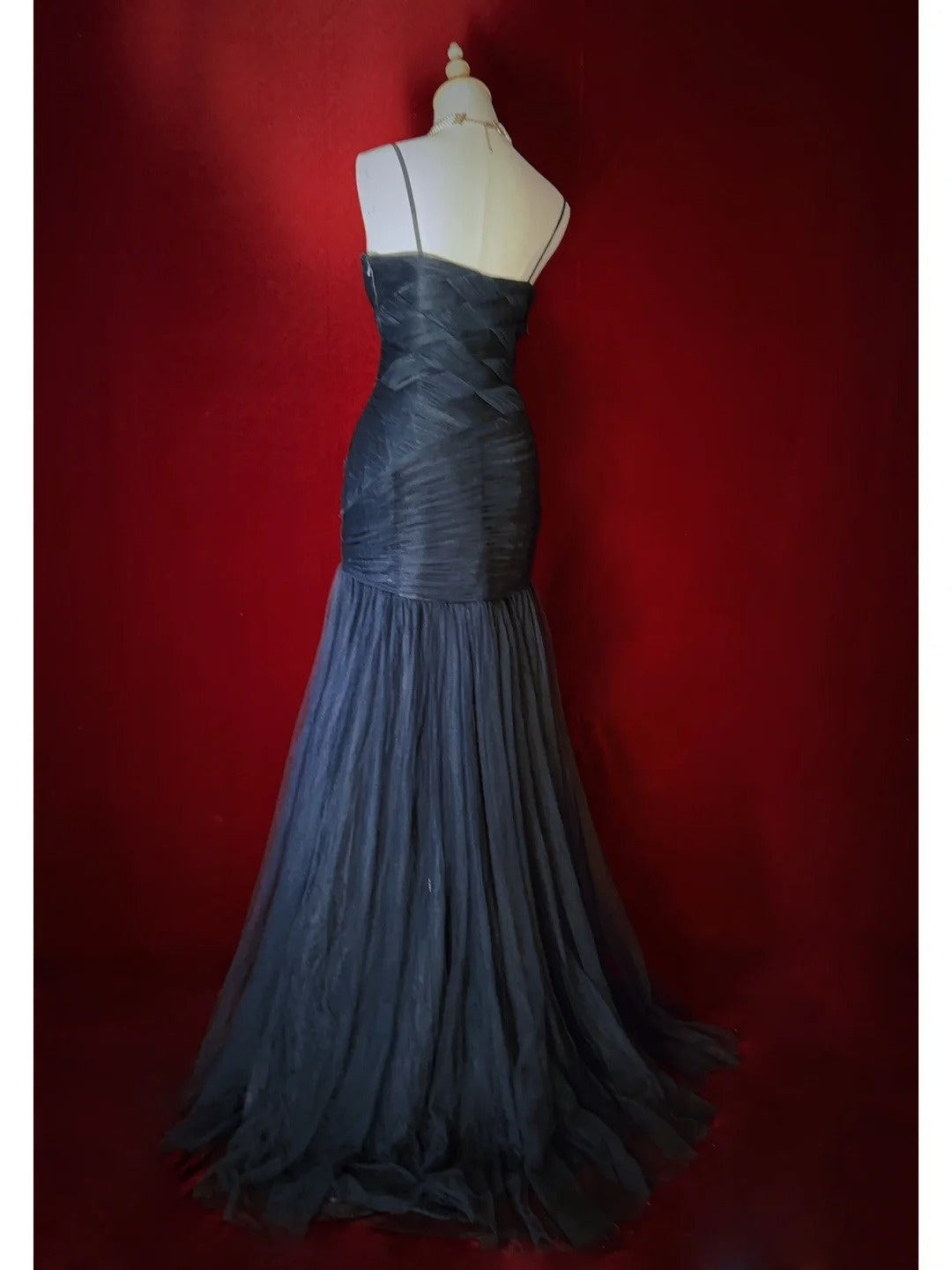 Elegant Prom Dresses Inspo Mermaid Spaghetti Strap Navy Blue Tulle With Ruffled For Women Formal Dress N3226