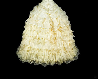 Modest Prom Dresses Ball Gown Yellow Strapless Sleeveless Sweet 16 Dress Formal Evening Outfits N3514