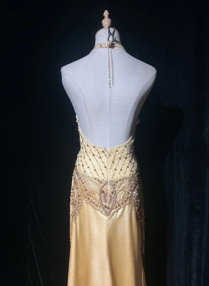 Modest Senior Prom Dresses High Schools Inspiration A Line Halter Yellow Semi Formal Grad Long Prom Dresses For Teens AB2153