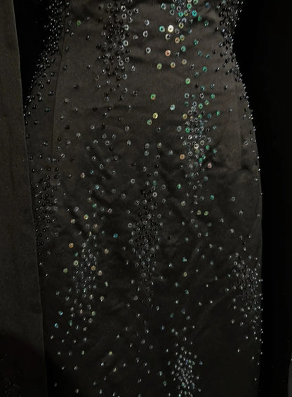 Beautiful Prom Dresses A line Spaghetti Strap Black With Beaded Cape Long Formal Evening Outfits N3672