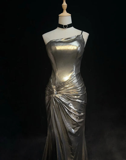 Beautiful Prom Dresses Mermaid One Shoulder Satin With Ruffled Bodice Long Evening Outfits N3370