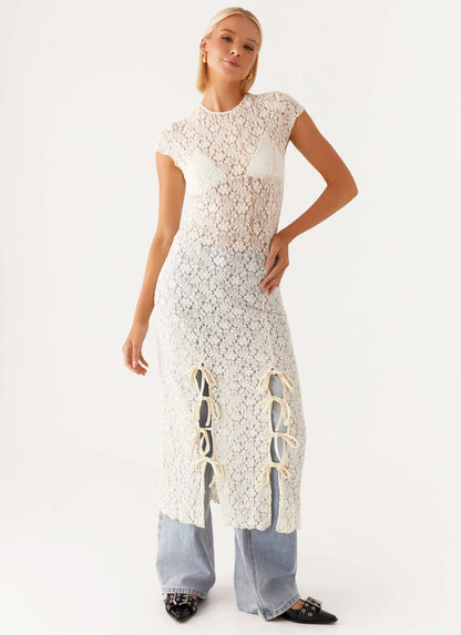 Gisele Lace Midi Dress - Ivory