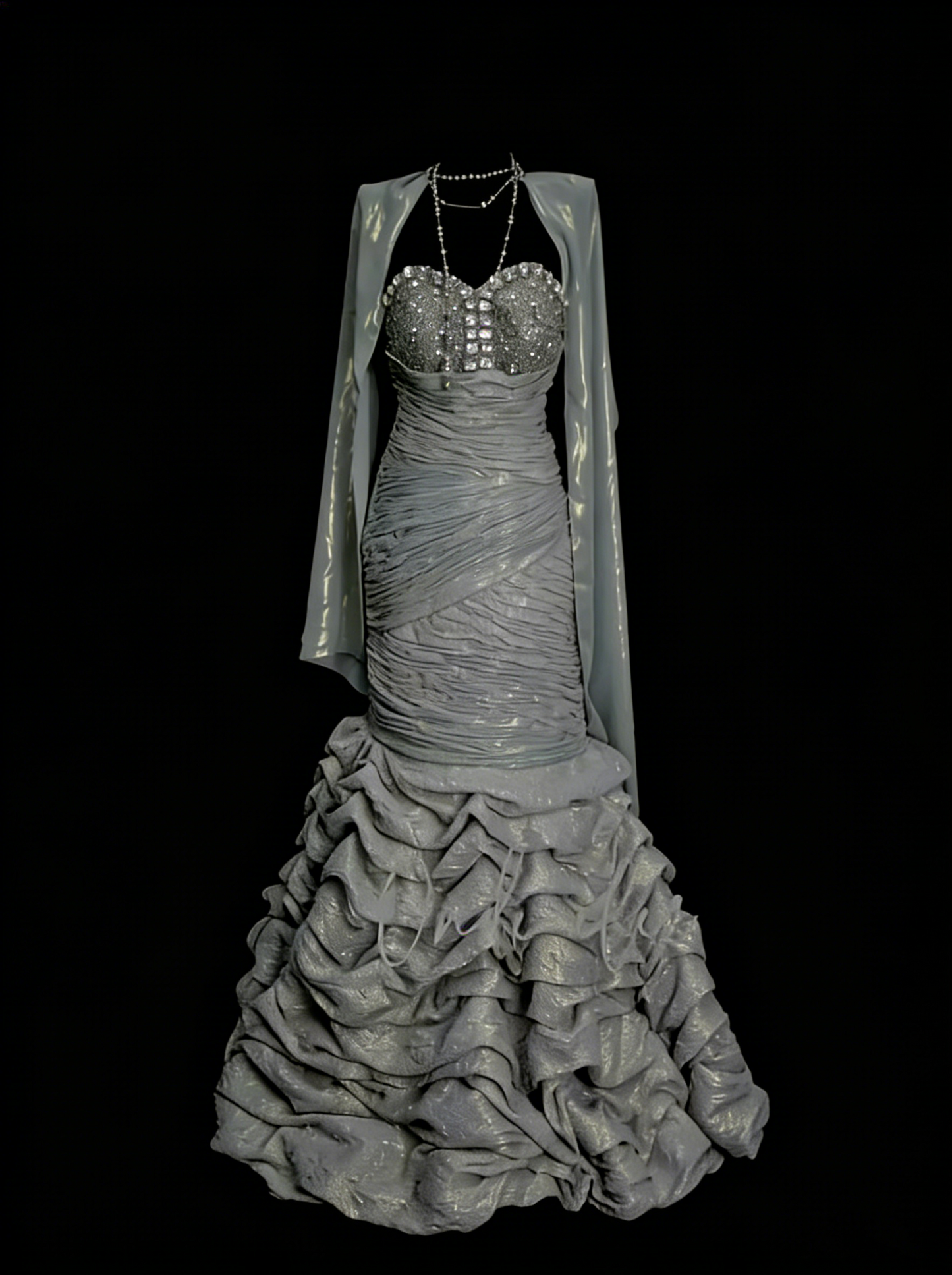 Vintage Mermaid Sweetheart Gray With Beading Summer Formal For Women Girls Teens Prom Dresses N2233
