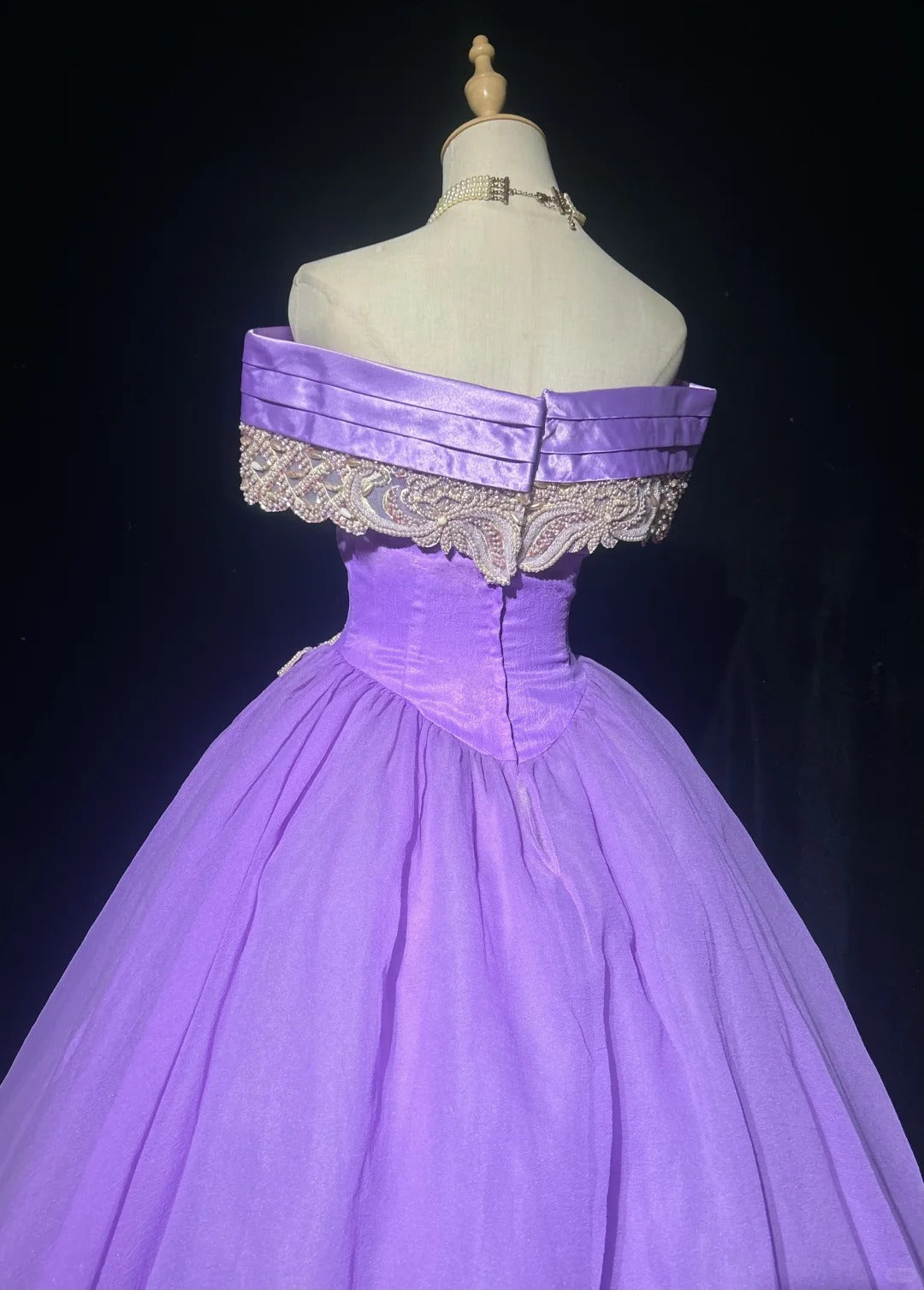 Princess Prom Dresses Ball Gown Off The Shoulder Grape With Pearls Formal Evening Outfits N3885