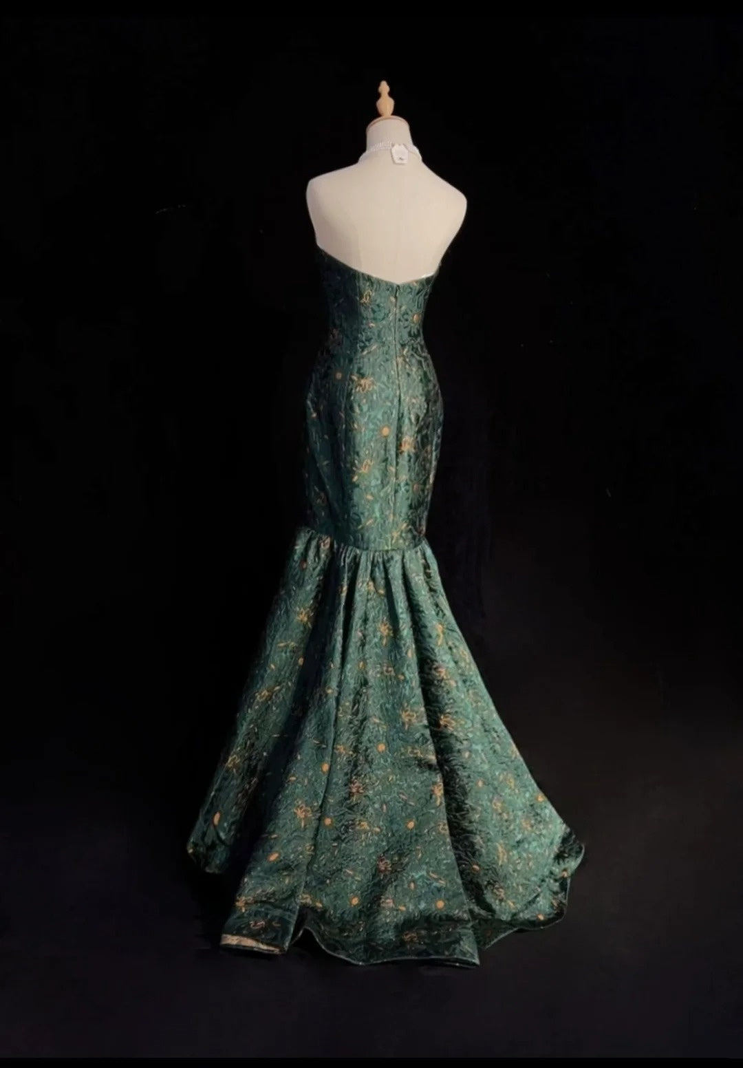 Classy Prom Dresses Mermaid Sweetheart Dark Green Floor Length Lace Satin Formal Evening Dress N3707