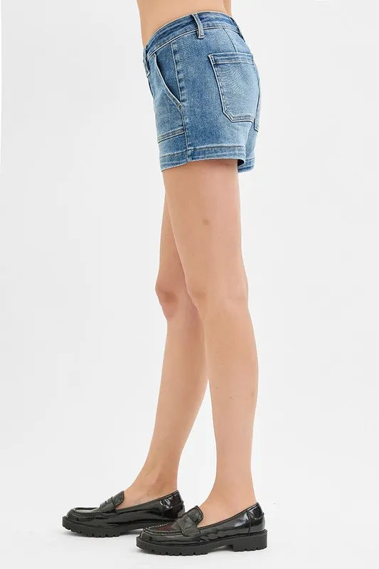 Low Rise Patched Pocket Shorts