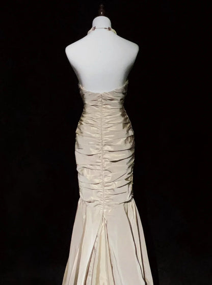 Vintage Prom Dresses 2000s Mermaid Sweetheart Champagne With Beading Long Prom Gown N3023