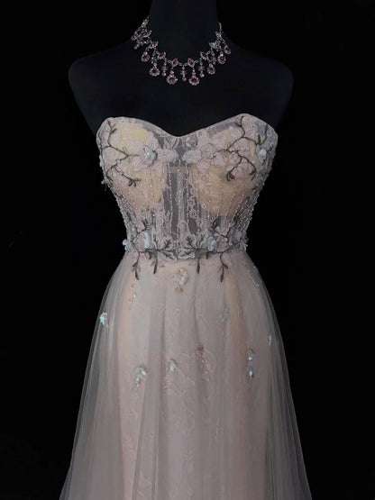 Beautiful Prom Dresses Inspo A Line Sweetheart Light Blue Pink Tulle Sleeveless Women Formal Dress N3183