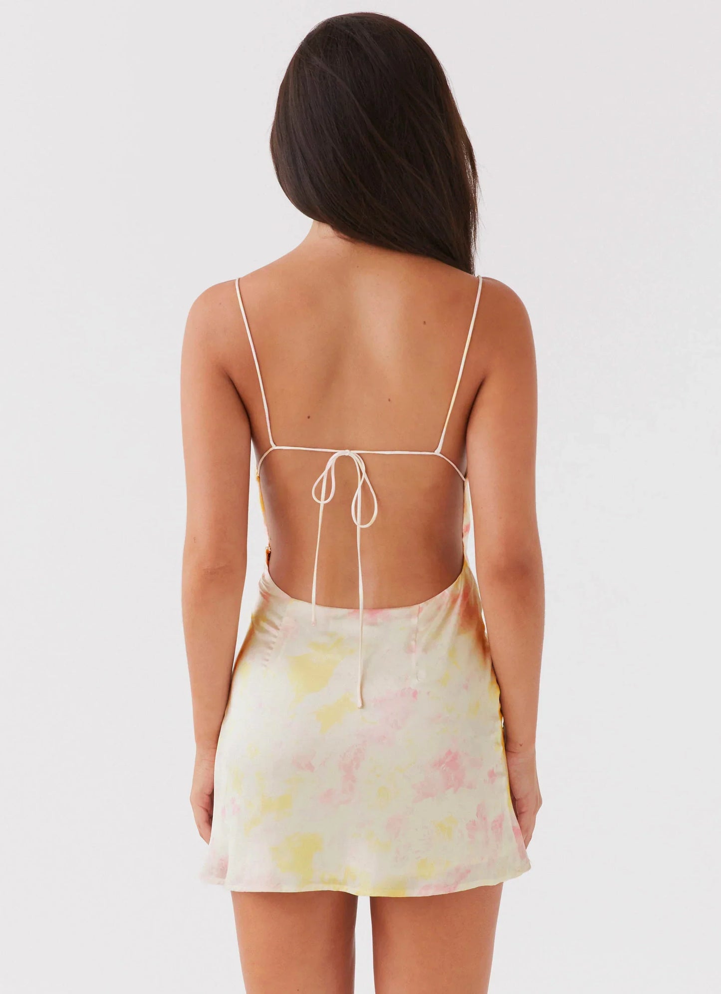 Floral Fantasy Satin Mini Dress - Peony