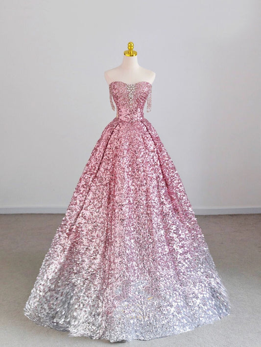 Classy Ball Gown Sweetheart Pink Sequins Long Inspo For Women Girls Formal Party Gowns Long Formal Prom Dresses AB1983