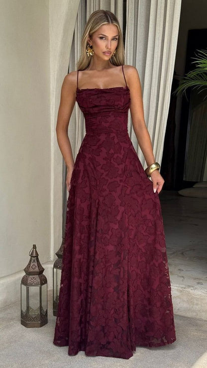 Spaghetti Strap Sheath Wedding Guest Dresses, Lace Rust Red Prom Formal Dresses AB1845