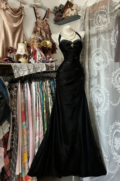 Royal Blue Mermaid Long Prom Dress Beaded Vintage Evening Dress AB1822