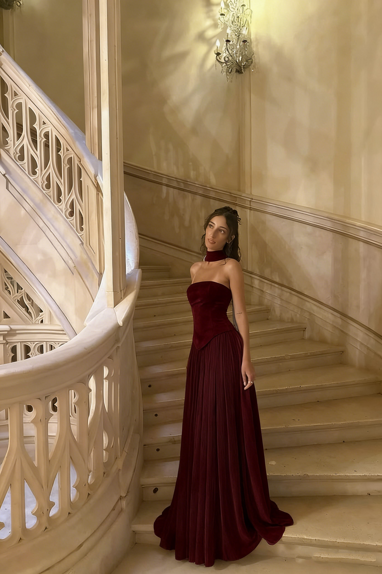 Elegant A line Strapless Light Sky With Scarf Winter Long Formal Ideas Prom Evening Dress Dinner Outfits Party Gowns For Women AB2025