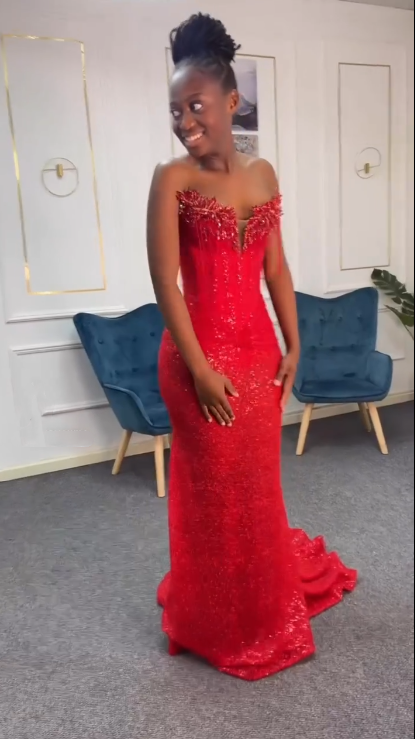 Elegant Mermaid Sweetheart Sequin With Beadings Long Formal Prom Evening Dress Dinner Outfits Party Gowns AB2082
