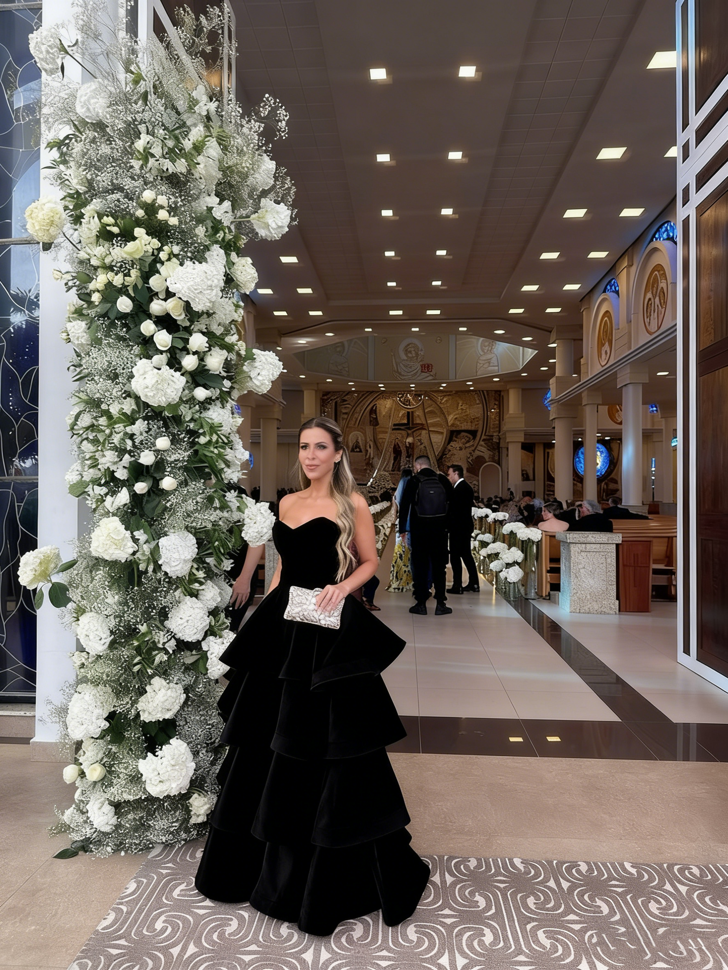 Elegant Ball Gown Sweetheart Satin Layered Long Formal Prom Evening Dresses Dinner Outfits Party Gowns AB2192