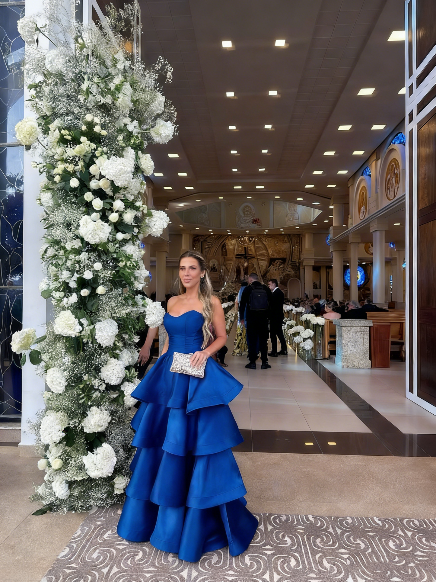 Elegant Ball Gown Sweetheart Satin Layered Long Formal Prom Evening Dresses Dinner Outfits Party Gowns AB2192