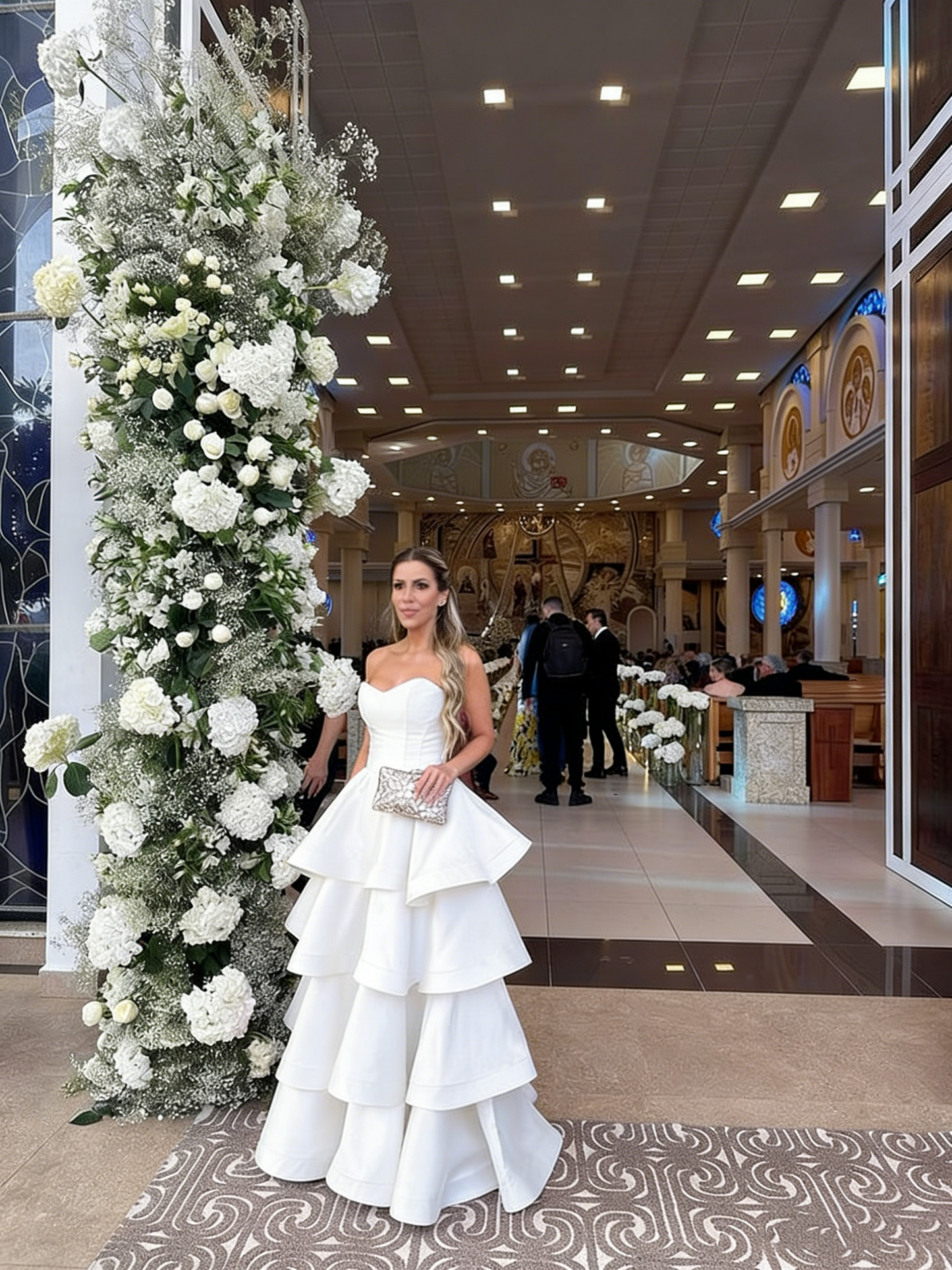 Elegant Ball Gown Sweetheart Satin Layered Long Formal Prom Evening Dresses Dinner Outfits Party Gowns AB2192