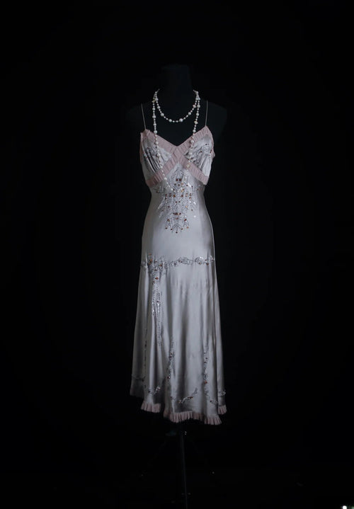 Vintage Prom Dresses 90s Formal Mermaid Spaghetti Strap Silver Gray Mid Length Party Gowns Prom Dresses AS015